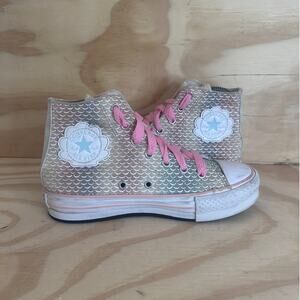 Converse All Star CT Hi Mermaid Scales Sneakers Gray/Pink Big Girl's 3 - 372752C